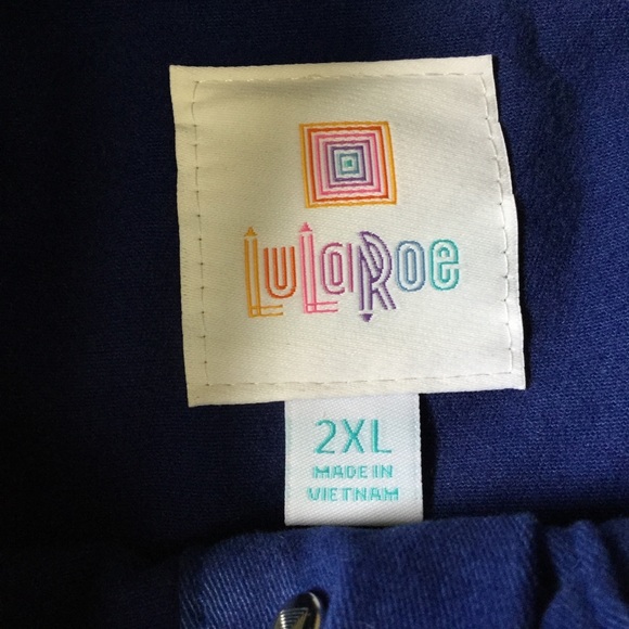 Lularoe Royal Blue Floral Embroidered Cotton Kenny Button Down Jacket woman 2X - Picture 8 of 16